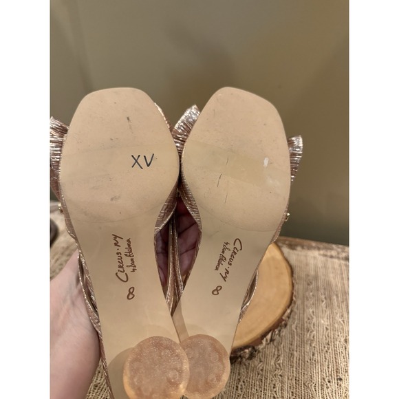 Circus NY by Sam Edelman Natalina Metallic Gold‎ Bow Kitten Heel Slide Sandals 8 - Picture 12 of 14
